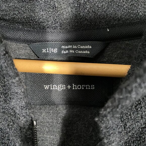 Wings+horns Black Full Zip Hoodie Size XL - Picture 3 of 6
